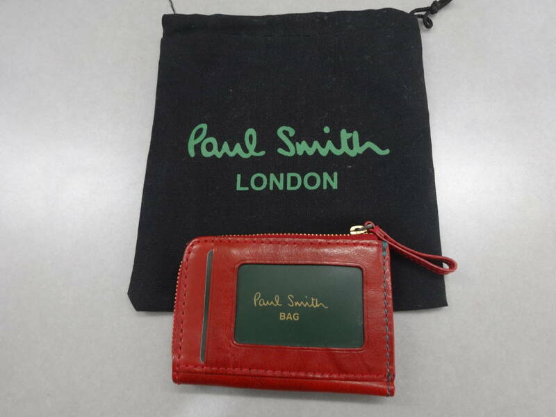 美品　Paul Smith ポール・スミス　L型財布　パスケース　クラッシュレザー加工　