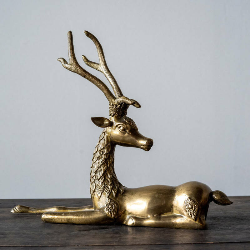 真鍮製の鹿の置物 しか 飾り オブジェ 置物 民藝 インテリア 