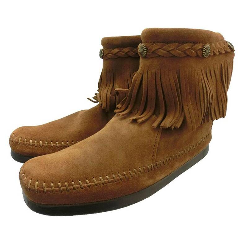 新品未使用★MINNETONKA★ミネトンカ★☆☆#293 ミネトンカ フリンジBackZipブーツ 5.5/22.5cm DUSTY BROWN