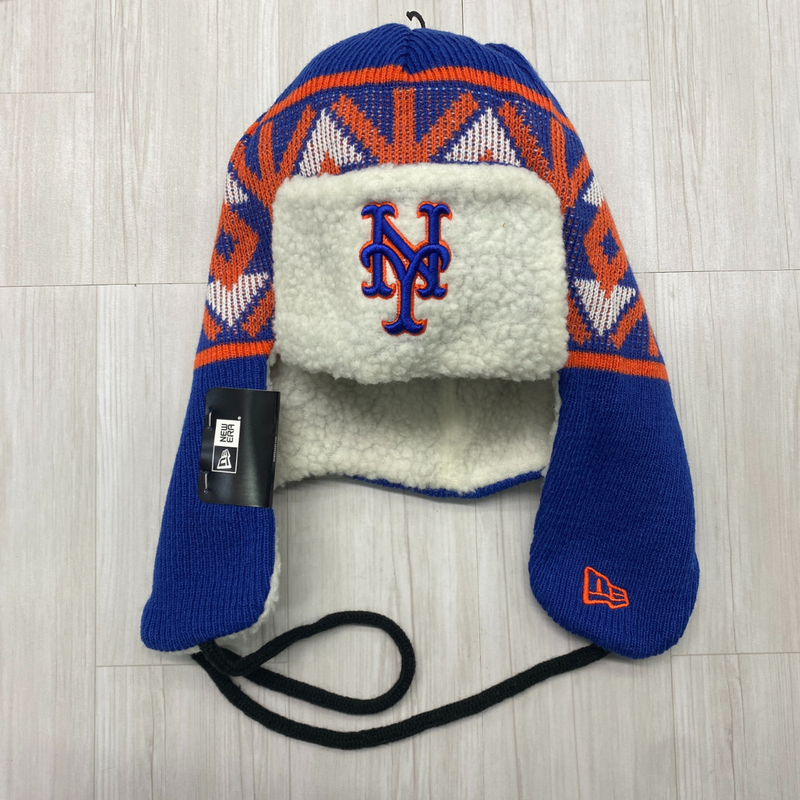 USA限定 NEWERA ニューエラ MLB 公式 NY Mets ニューヨーク メッツ 空軍 トラッパーハット 極暖ボアニット ニット帽 メジャーリーグ