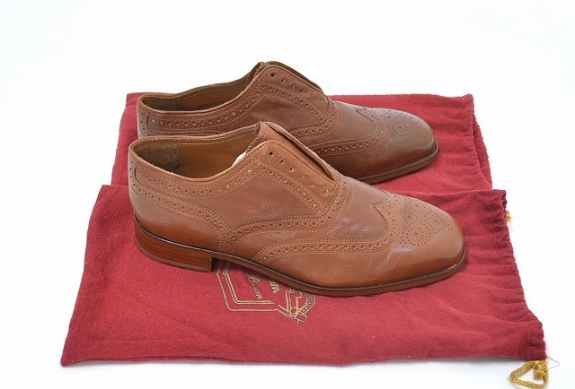 Florsheim by Duckie Brown フローシャイム ウイングチップシューズ 9.5D ダッキーブラウン LACELESS WING TIP SHOES レザー スリッポン