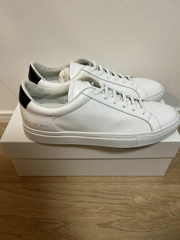 新品 コモン プロジェクト Common Projects 白　スニーカー　レザー　レトロ　サイズ43 28.5cm ホワイト　ブラック