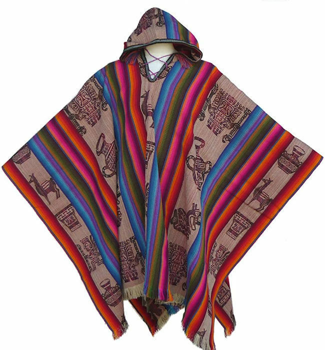 ポンチョ ペルー PO-M05 フード付き フォルクローレ衣装 クスコ アンデス衣装 民族衣装 フォルクローレ音楽 インカ 伝統織物 民族織物 安価