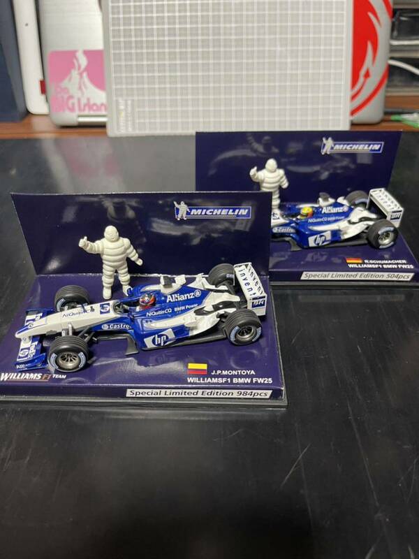 2台セット Michelin Williams FW25 Montoya+Schumacher 1/43 Minichamps PMA ミシュラン ウィリアムズ モントーヤ ラルフ シューマッハ