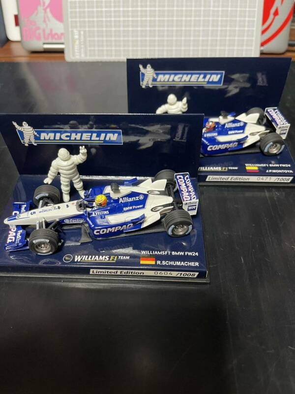 2台セット Michelin Williams FW24 Montoya+Schumacher 1/43 Minichamps PMA ミシュラン ウィリアムズ モントーヤ ラルフ シューマッハ