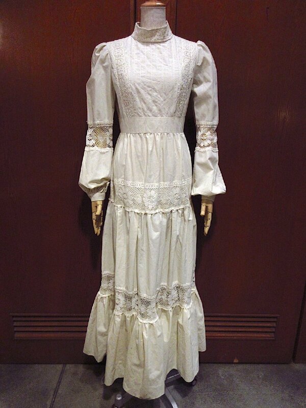 ビンテージ70's●GUNNE SAX by Jessicaフラワーレース長袖ワンピース生成りsize 11●221220c1-w-lsdrs 1970sウェディングドレス