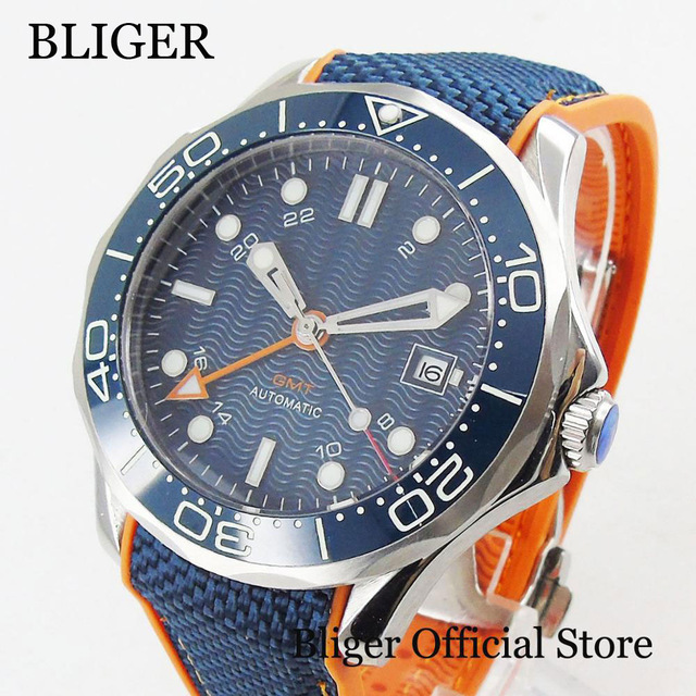 BLIGER 自動巻 GMT ムーブメント デイト サファイア グラス