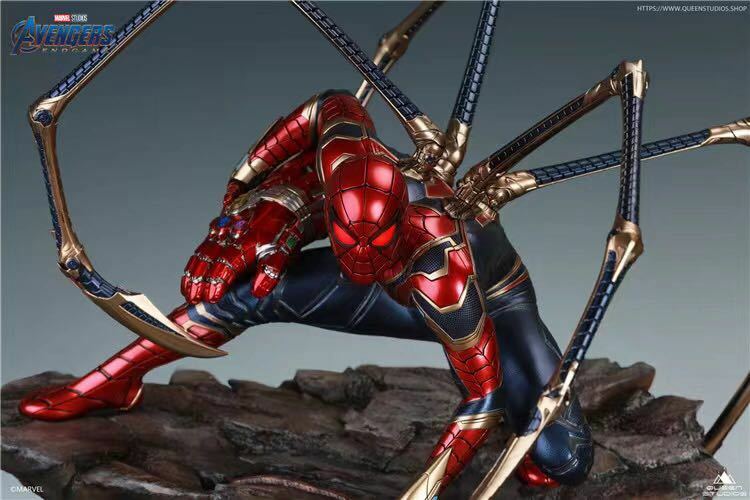 マーベル アイアンスパイダーマンフィギュア塗装済みガレージキット完成品海外QUEENスタジオ樹脂POLYSTONE数量限定スタチュー高級版