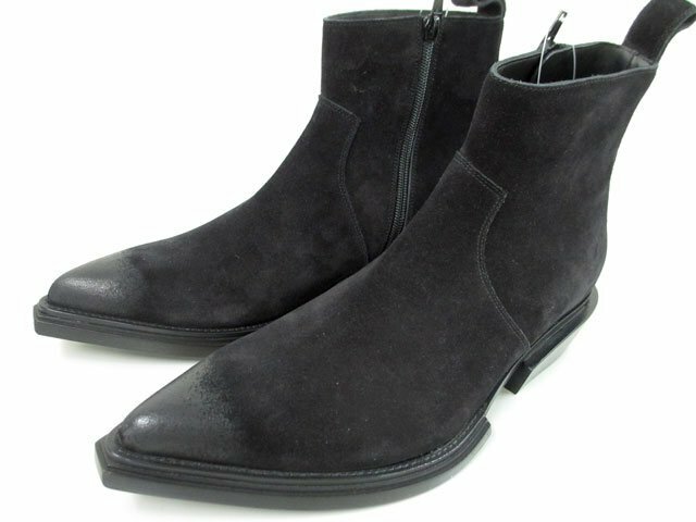 定価14,9万円の半額バレンシアガBALENCIAGA新品箱付イタリア製italyスエードウエスタンブーツboots黒ハイヒール42(qz12584)leather靴