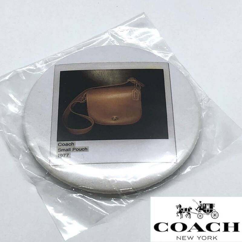 ★新品未開封 COACH コーチ コンパクトミラー 手鏡 缶バッジモチーフ 白 IL1409