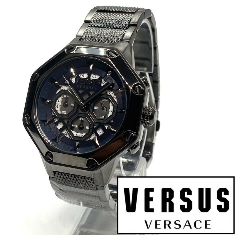 ●漂う高級感！ Versus Versace ヴェルサス ヴェルサーチ メンズ 腕時計 イタリア クォーツ クロノグラフ ブラック 高級 ブランド 新品即納