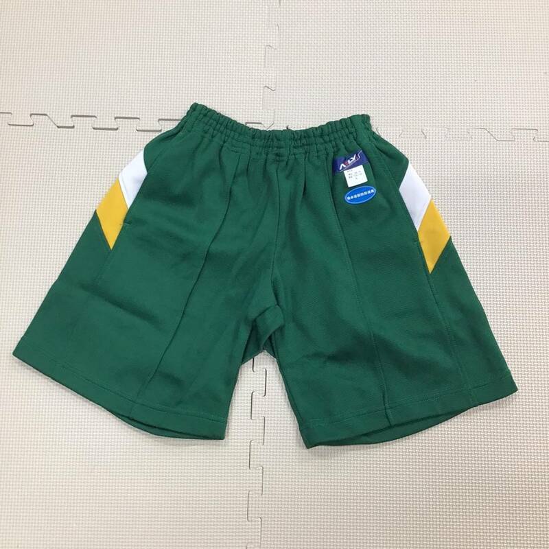 AL-HS 新品【スポーツウェア】ハーフパンツ サイズ S /緑×白×黄/短パン/体操着/体操服/男女兼用/男女小学生/男女中学生/男女高校生