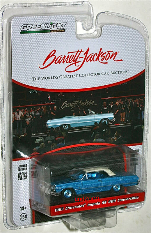 Greenlight 1/64 1963 Chevrolet Impala SS 409 Convertible シボレー インパラ コンバーチブル Barrett Jackson Auctions グリーンライト