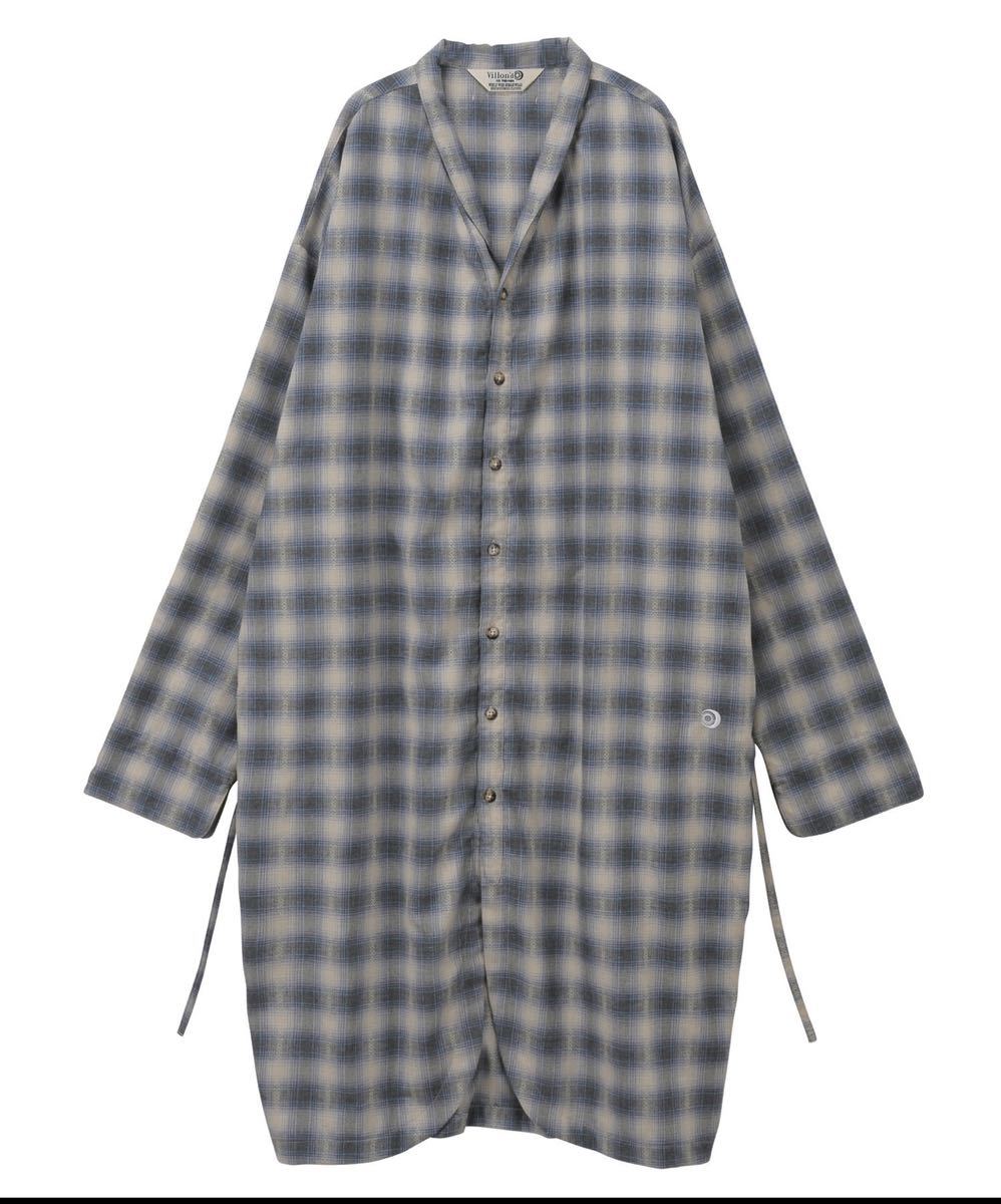 １回着美品◆Villon’d × Ne-net ヴィヨン×ネネット　ネルチェックガウン　羽織り　ロングカーディガン