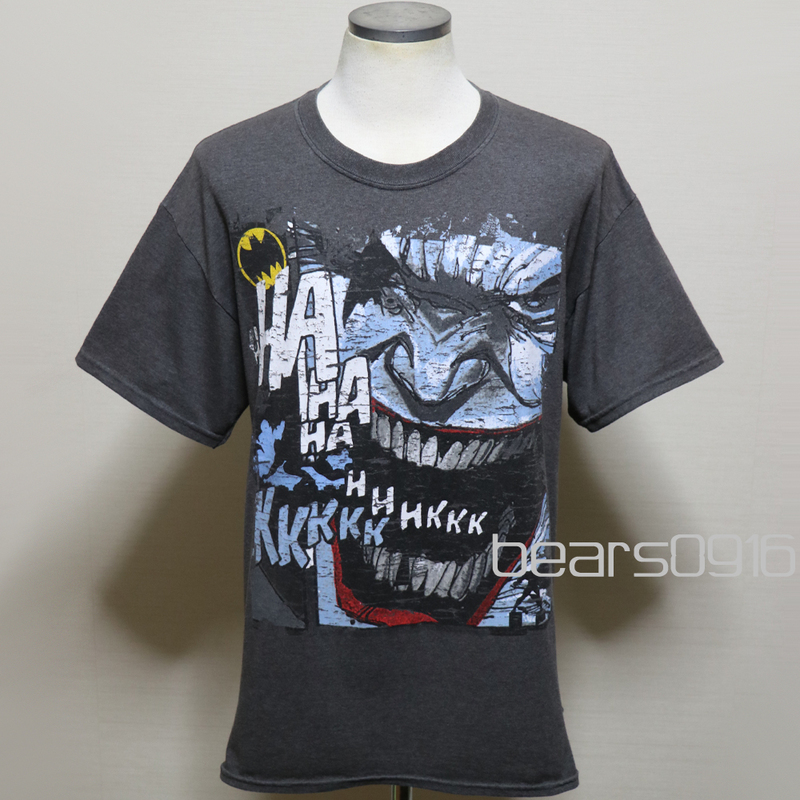 アメリカ購入 USED美品 BATMAN バットマン JOKER ジョーカー コミック版グラフィックプリント Tシャツ 杢灰茶 L