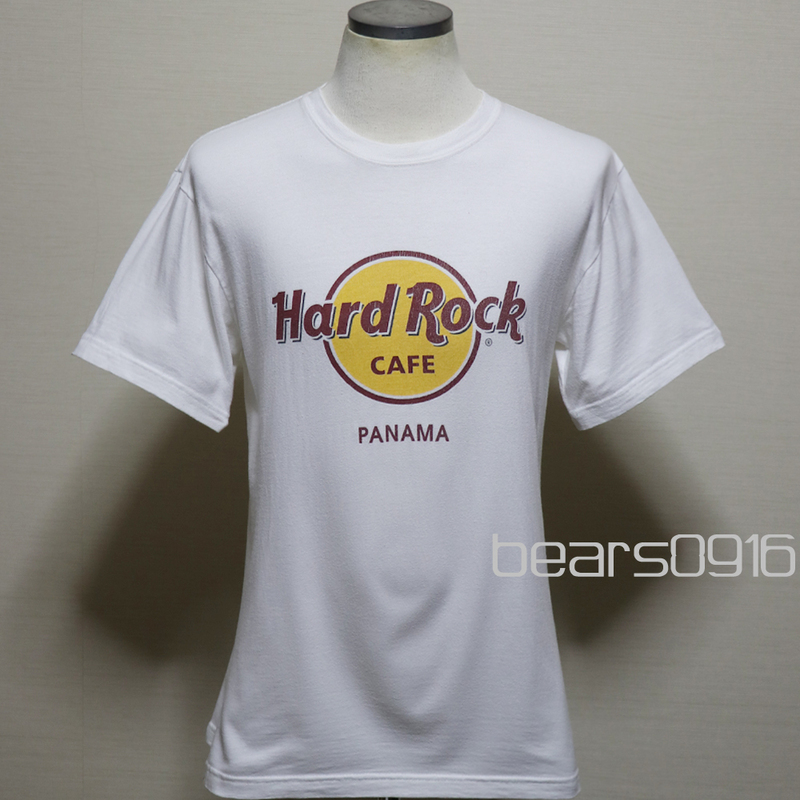 アメリカ購入 USED品 Hard Rock Cafe PANAMA ハードロックカフェ ロゴプリント Tシャツ 白 M