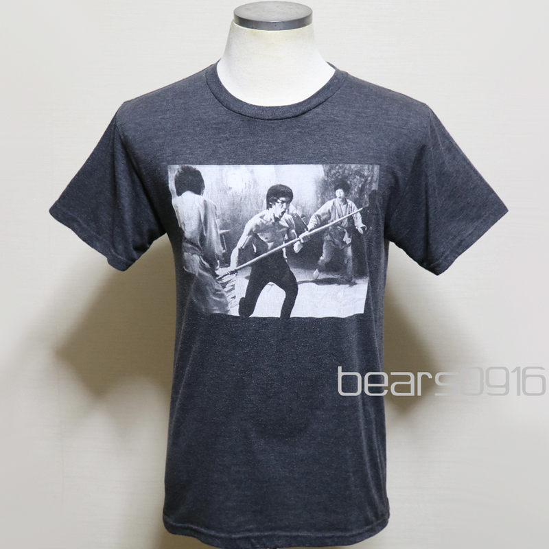 アメリカ購入 USED品 Bruce Lee ブルース・リー 燃えよドラゴン フォトプリントＴシャツ 杢グレー S