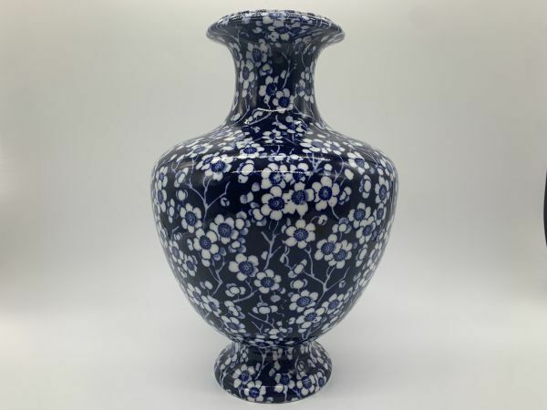【PRUNUSWOOD】　直し有　『イングランドブルー　梅文大花瓶』　アンティーク/ビンテージ　　M1028A