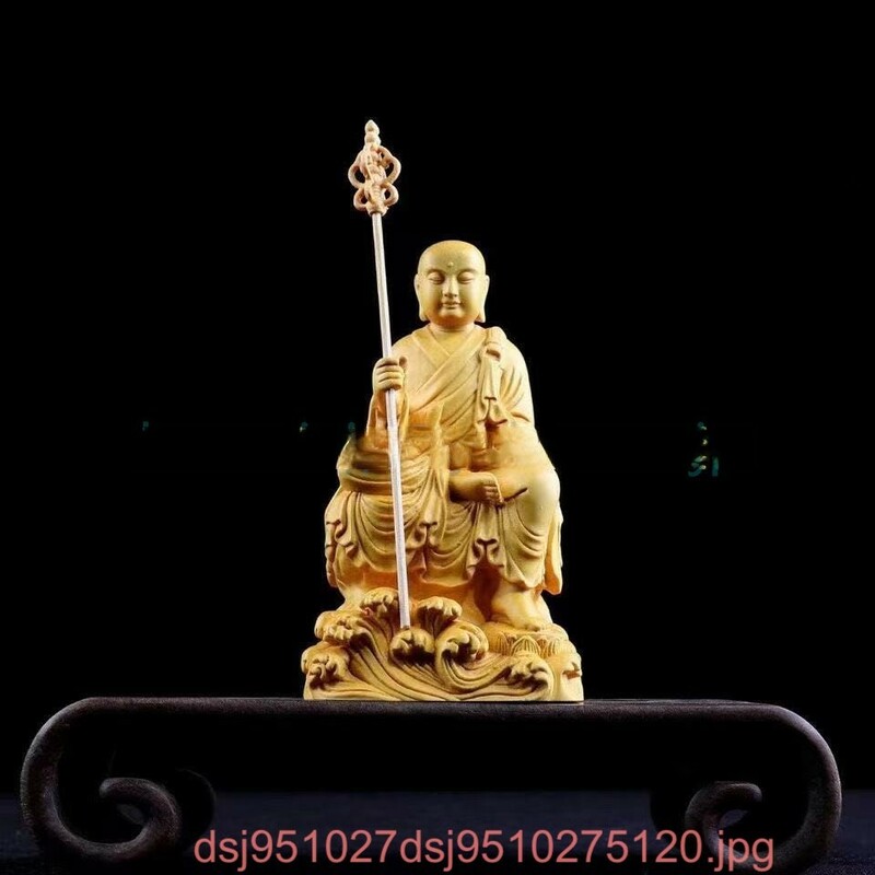 仏教美術地蔵菩薩 黄楊木精密細工 地蔵菩薩像 職人手作り 大師彫刻