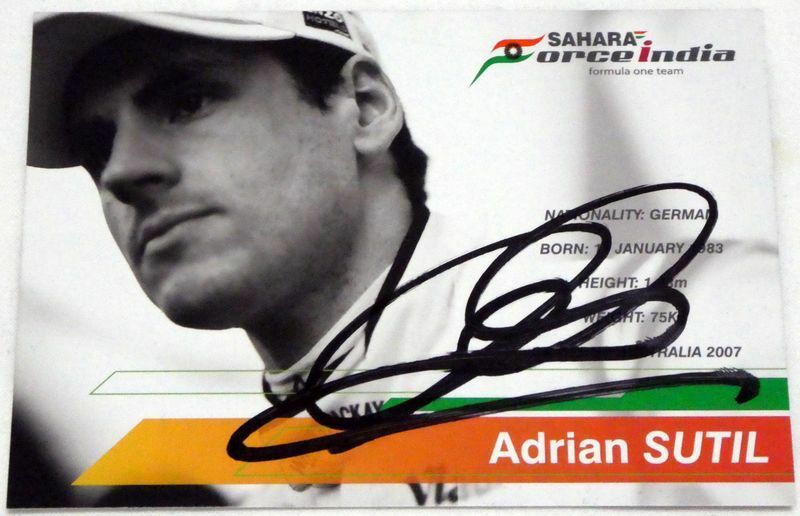 エイドリアン・スーティル　2013年　サイン入りカード　サハラ・フォースインディア　Adrian SUTIL　SAHARA Force India