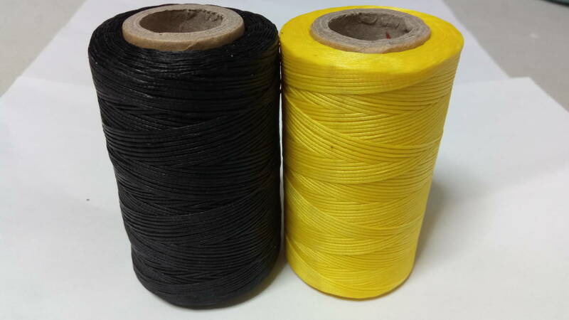 送料無料 蝋引き糸 ロウ引き糸 黒色、黄色2個セット　ワックスコード 革 レザークラフト
