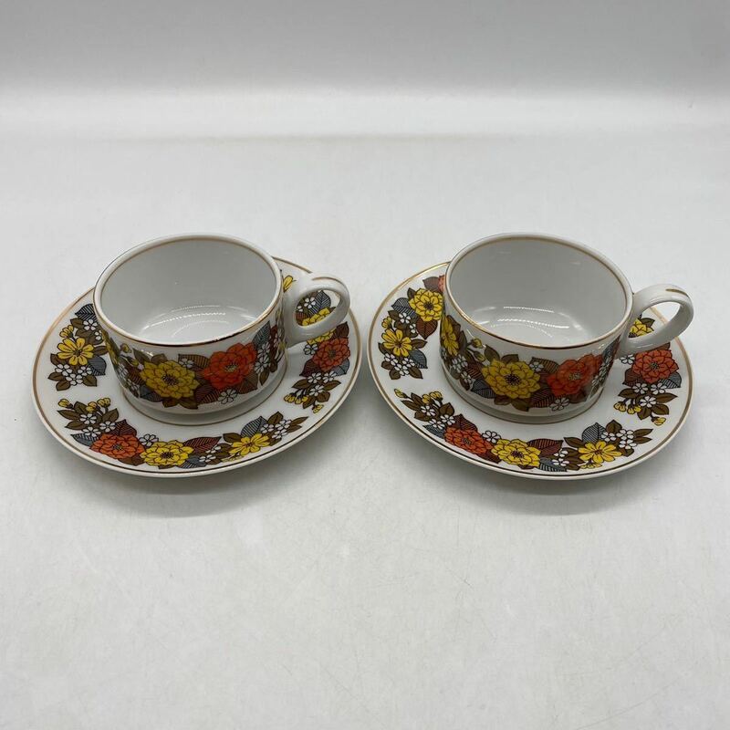 KEINAN CHINA CUP & SAUCER ケイナン チャイナ カップ&ソーサー 花柄 2個セット G1538