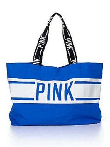 Victoria's secret (ヴィクトリアシークレット) PINK ラージ トート バッグ ブルー 青 並行輸入 新品未使用 即決