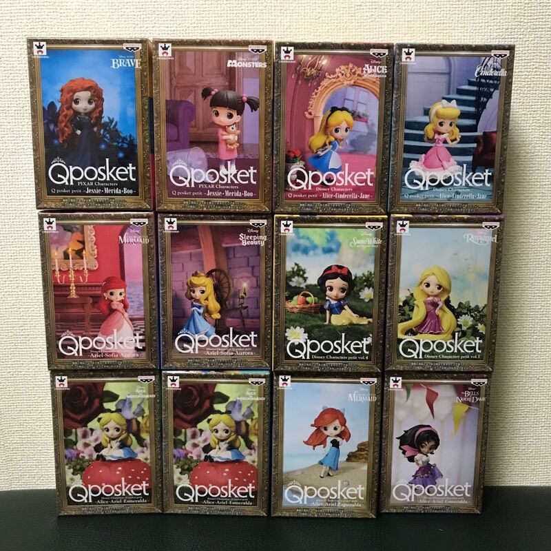 Qposket petit Disney Characters まとめセット フィギュア アリス アリエル ブー 白雪姫 ラプンツェル オーロラ姫 メリダ エスメラルダ