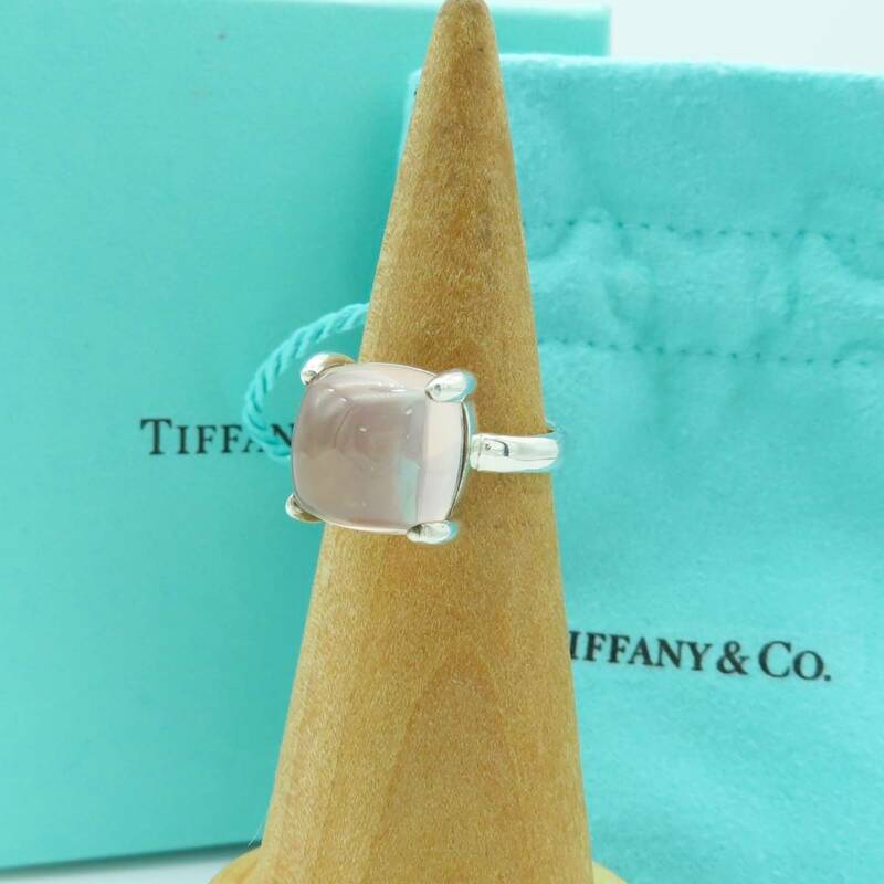 極希少 美品 Tiffany&Co. ティファニー シュガースタック ローズクォーツ シルバー リング SV925 12号 指輪 UU37