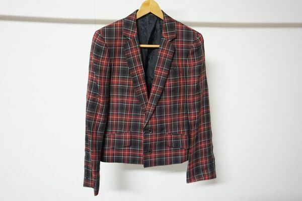 【即決】Roen ロエン メンズ ジャケット チェック ショート丈 赤系 サイズ:46 日本製 【790017】