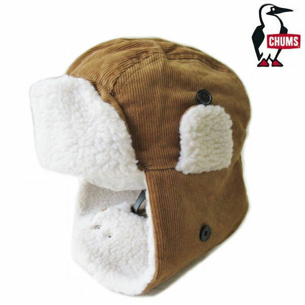 チャムス★CHUMS【コーデュロイフライトキャップ】Corduroy Flight Cap　冬用帽子　耳あてボアキャップ　CH05-1300　ベージュ