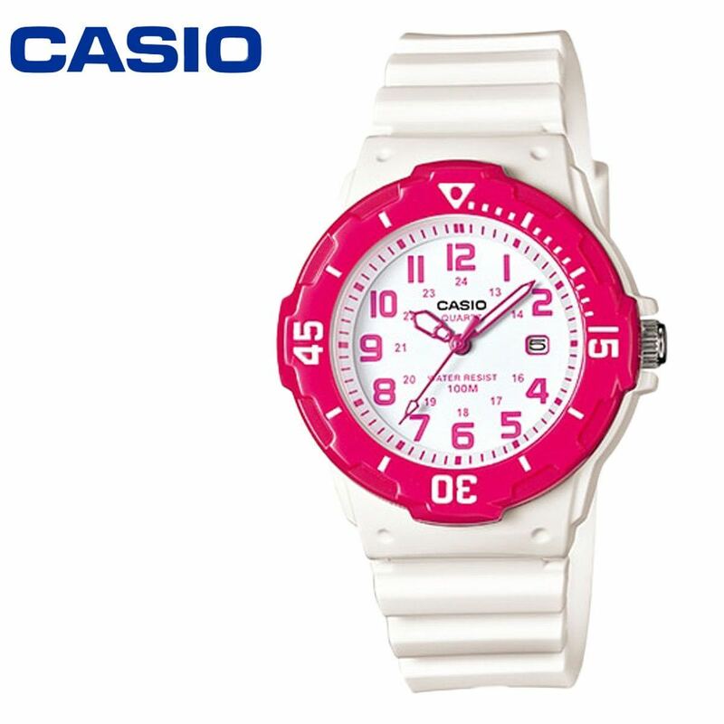 カシオ ダイバー CASIO LRW-200H-4B チープカシオ ホワイト ピンク 白 子供 腕時計 レディース キッズ 男の子 女の子 カレンダー アナログ