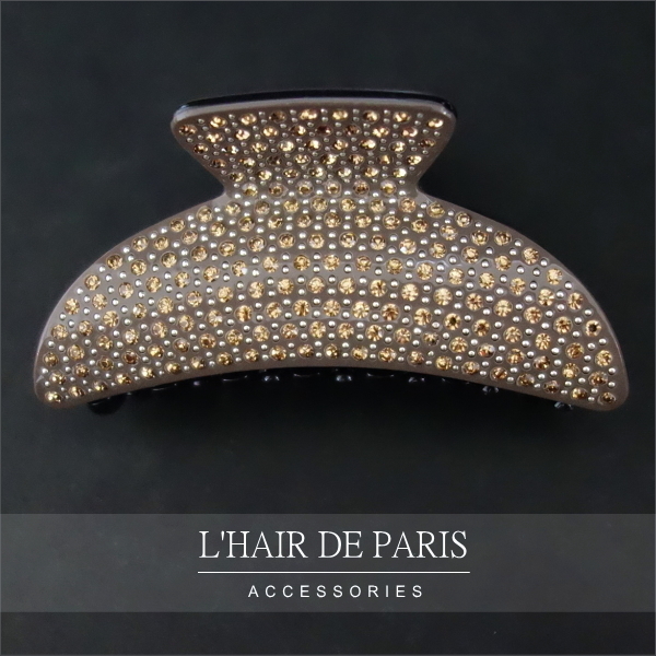 ■大人気■L'HAIR DE PARIS■スワロフスキークリスタル■総パヴェバンスクリップ■グレージュ■ヘアクリップ■ラインストーン■新品未使用