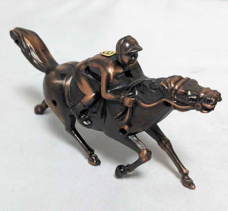 ライター テーブルライター 騎手 乗馬 昭和レトロ 競走馬　ガスライター　アンティーク　(12094A