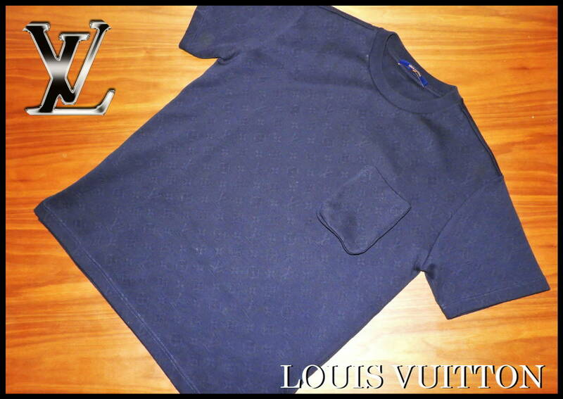 国内正規品 LOUIS VUITTON モノグラム 3Dポケット Tシャツ ルイヴィトン 紺色 ネイビー メンズ S 半袖 ジャケット カットソー ベルト