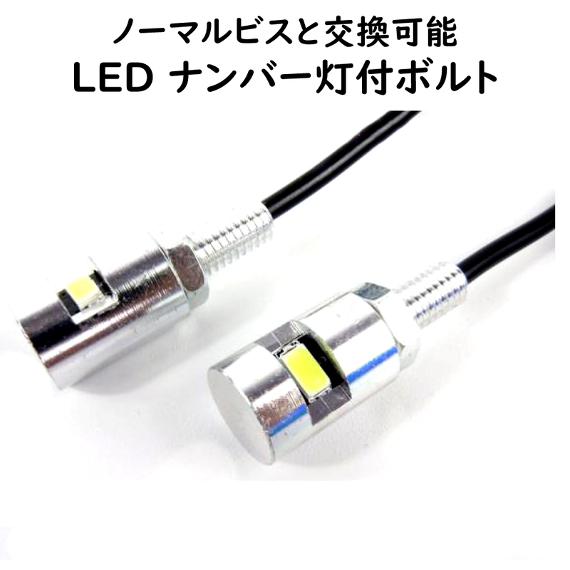 LED内蔵ナンバー灯ボルト ライセンスプレート ナンバーボルト 2本セット 12V車用 COBチップオンボード 白