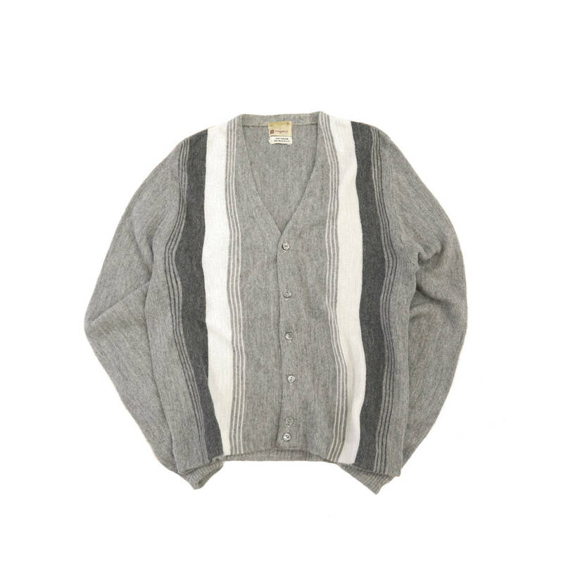 ビンテージ 70s munsing wear ストライプ アクリル カーディガン ニット セーター vintage acrylic cardigan M グランジ カートコバーン