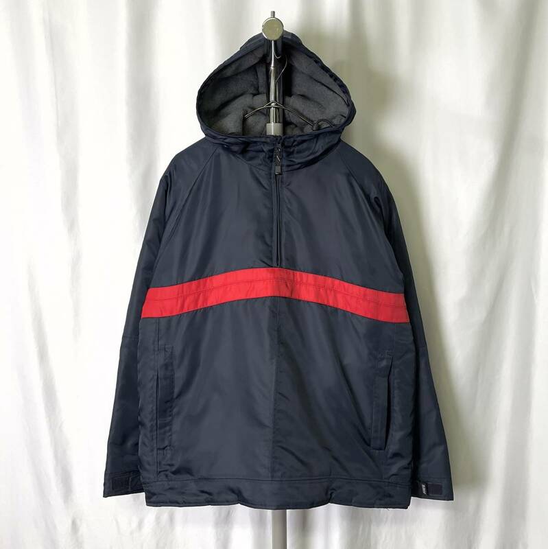 90s J.CREW アノラック ナイロン フリース 中綿 ジャケット S ビッグサイズ プルオーバー ジェイクルー 80s 00s 古着 オールド ビンテージ