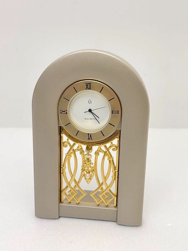 E302 美品 MIKIMOTO ミキモト 真珠付き 置時計 2004年限定モデル 動作品