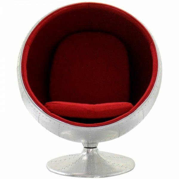 アルミ外装 ボールチェア エーロ・アールニオ 色シルバー×レッド ballchair ソファ sofa パーソナルチェア