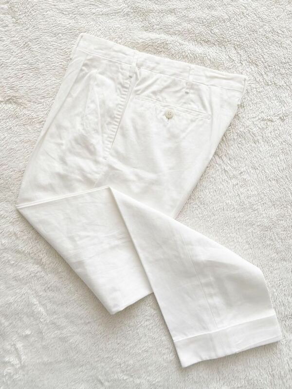 Rota size46 イタリア製コットンスラックス ホワイト 白 メンズ ロータ 春夏 ツータック パンツ