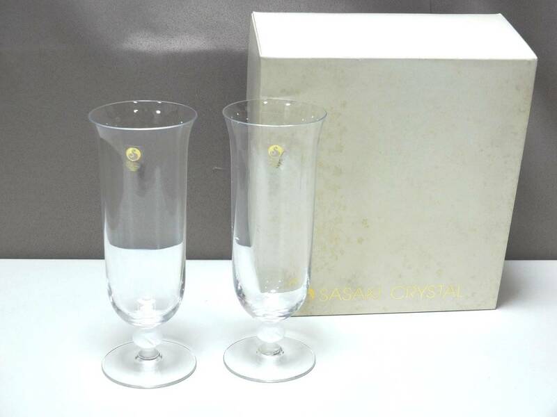 東洋佐々木グラス　ペアセット　冷酒グラス　SASAKI CRYSTAL　イザベル　ビヤーグラスセット2客　LK101-512　未使用品　酒器　19ｃｍ