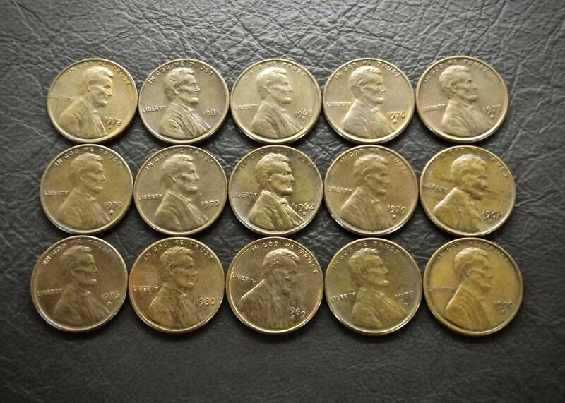 美品 1セントコイン リンカーン　記念堂 15枚セット 送料無料です。　（15393） USA 貨幣 硬貨 ペニー アメリカ