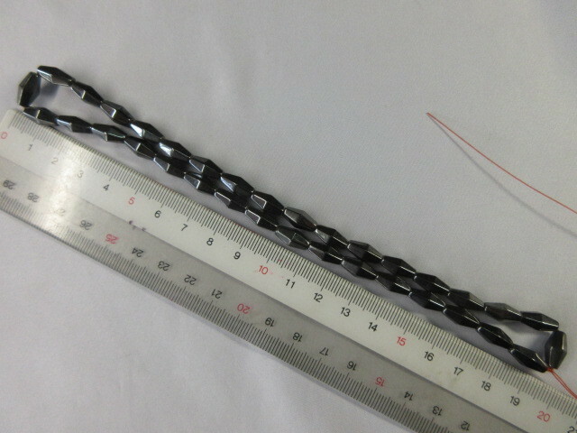 14★ 念珠 数珠 製作 部品 天然石 ヘマタイト 磁気あり 約5.5mm×12 mm パーツ 珠 ラウンド 1連 ブレスレット ネックレス 