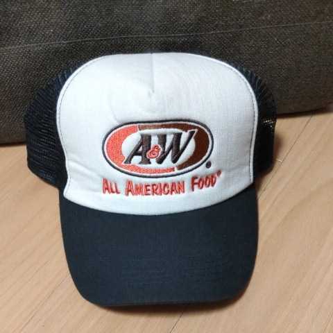 レア 人気 A&W 沖縄 メッシュ ロゴ キャップ ブラック 黒 メッシュキャップ 帽子 サイズフリー 新品同様