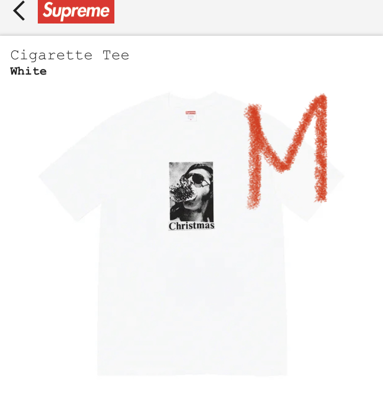 【新品正規】白 M / 22aw supreme Cigarette Tee white Medium / Christmas tee Xmas box logo Tシャツ シュプリーム 22fw クリスマス