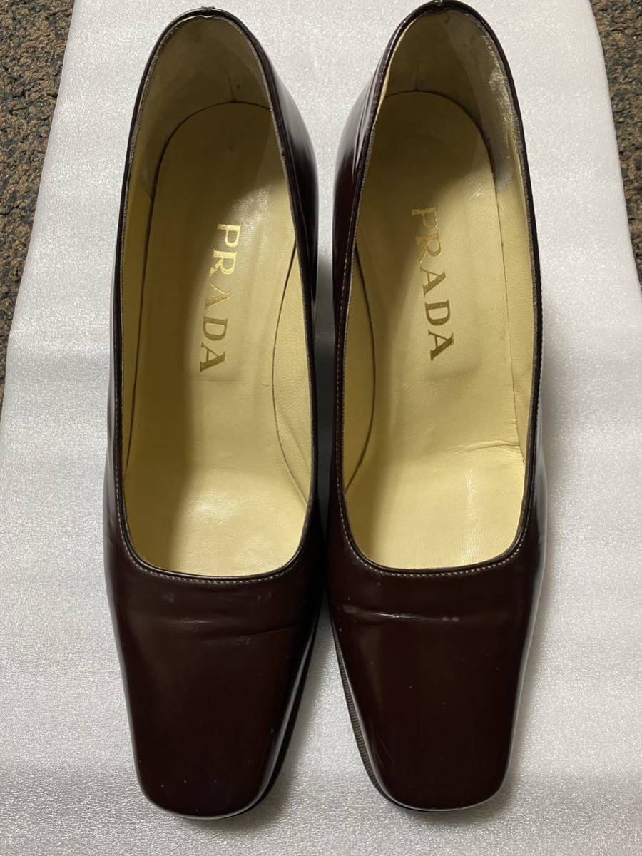 プラダ　パンプス　PRADA 38　ブラウン ボルドー