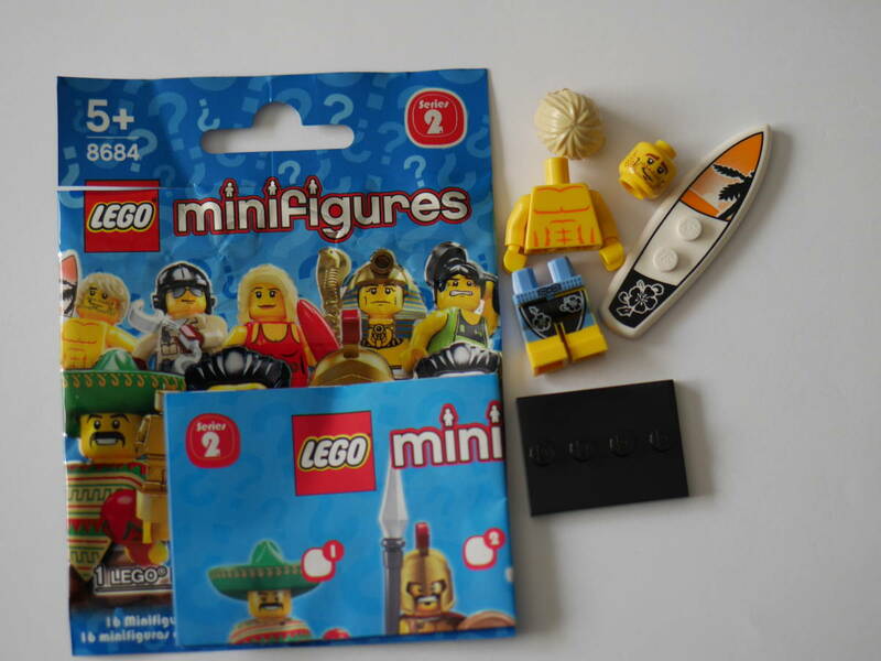 【組立済】LEGO レゴ ミニフィギュア シリーズ2 NO.15 サーファー サーフボード Surfer minifigure Series2