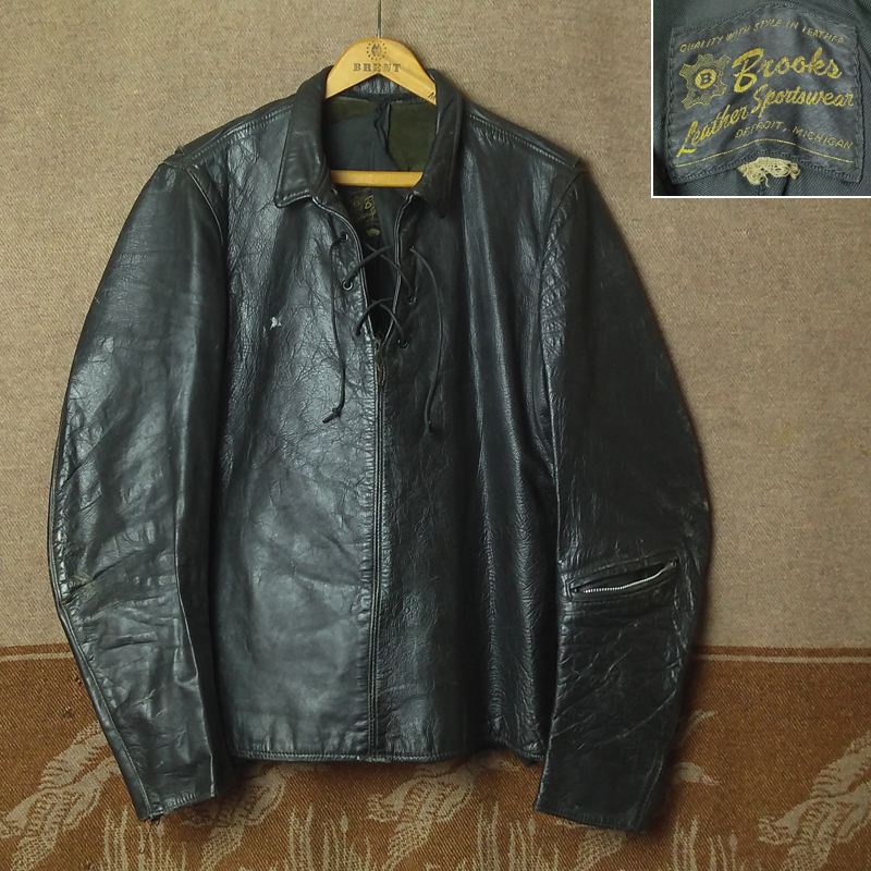 希少 プルオーバー 【Brooks】 60s Pullover Leather Jacket 60年代 ブルックス レザー ジャケット シングル ライダース ビンテージ 50s70s