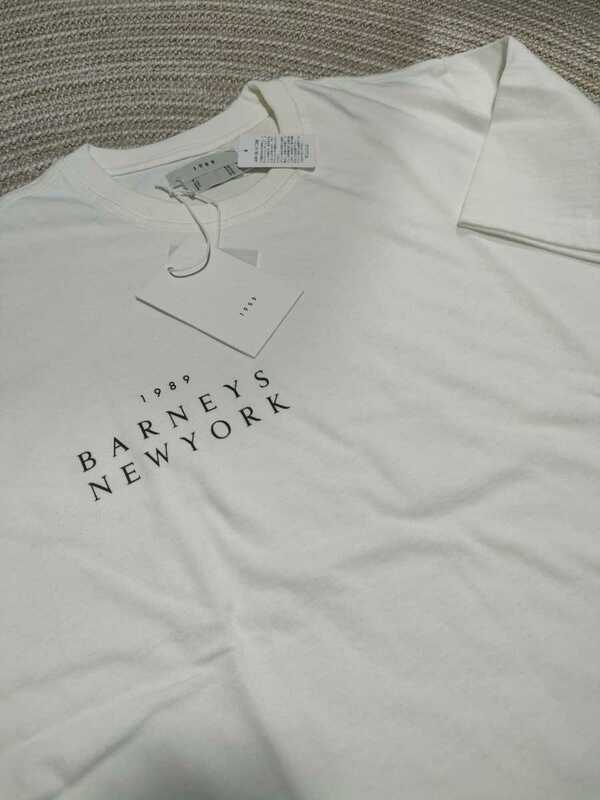新品 イタリア製 バーニーズニューヨーク 1989 限定 ロゴ 半袖Tシャツ L オーバーシルエット オフホワイト BARNEYS NEW YORK